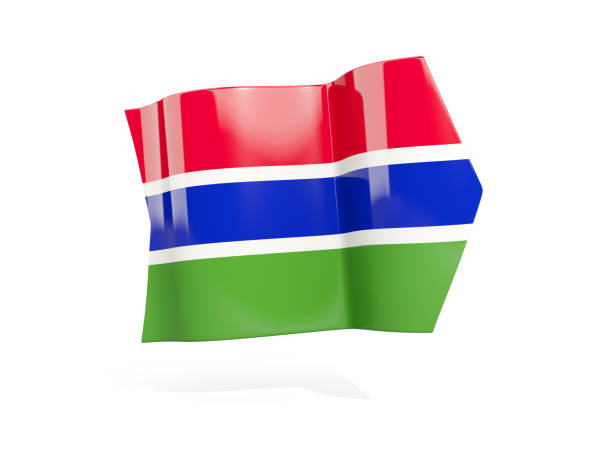 3d rendering of Gambia flag waving on a white background