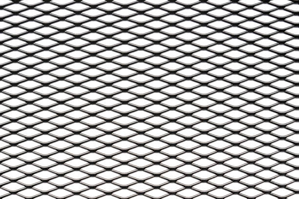 Metal mesh plating isolated against a white background Metal mesh plating isolated against a white background - Grid wire mesh stock pictures, royalty-free photos & images