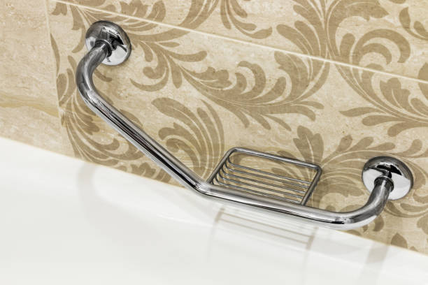bathroom handle for the disabled stock photo