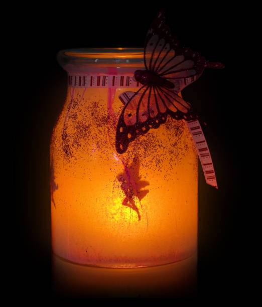 istock Hand painted and decorated  candlestick glows in the dark. 648687996