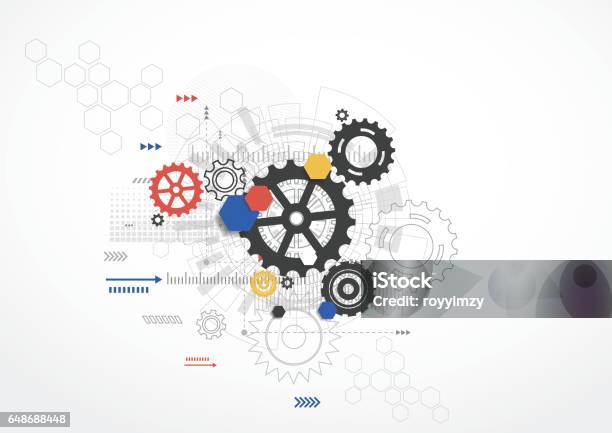 Abstract Technology Background Stock Illustration - Download Image Now - Skill, Gear - Mechanism, Engineering