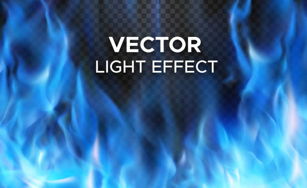 Vector fire flames on transparent background Blue burning fire flames with transparency. Vector special light effect blue flames stock illustrations