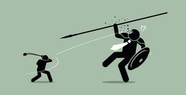 ilustrações de stock, clip art, desenhos animados e ícones de david versus goliath. - star of david