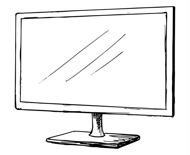 スケッチ tv は、白い背景で隔離。監視します。ベクトルの図。 - フラット画面点のイラスト素材／クリップアート素材／マンガ素材／アイコン素材