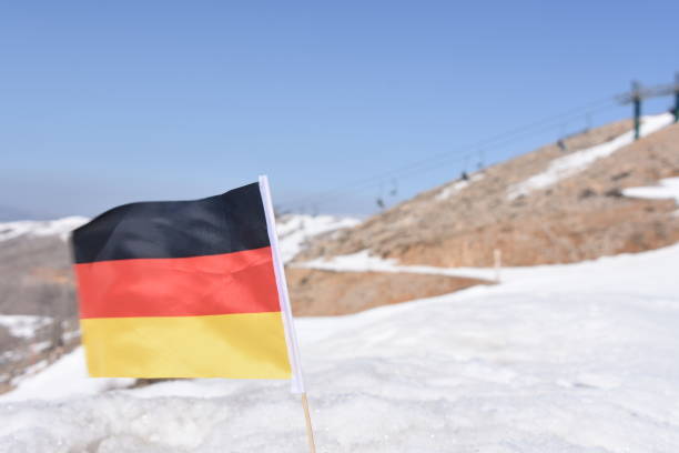 istock German flag in the snow 648695286