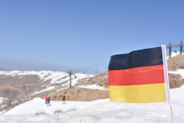istock German flag in the snow 648695350