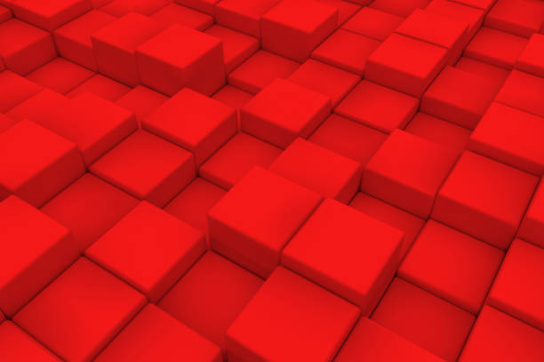 istock Diagonal surface made of red cubes 648696736