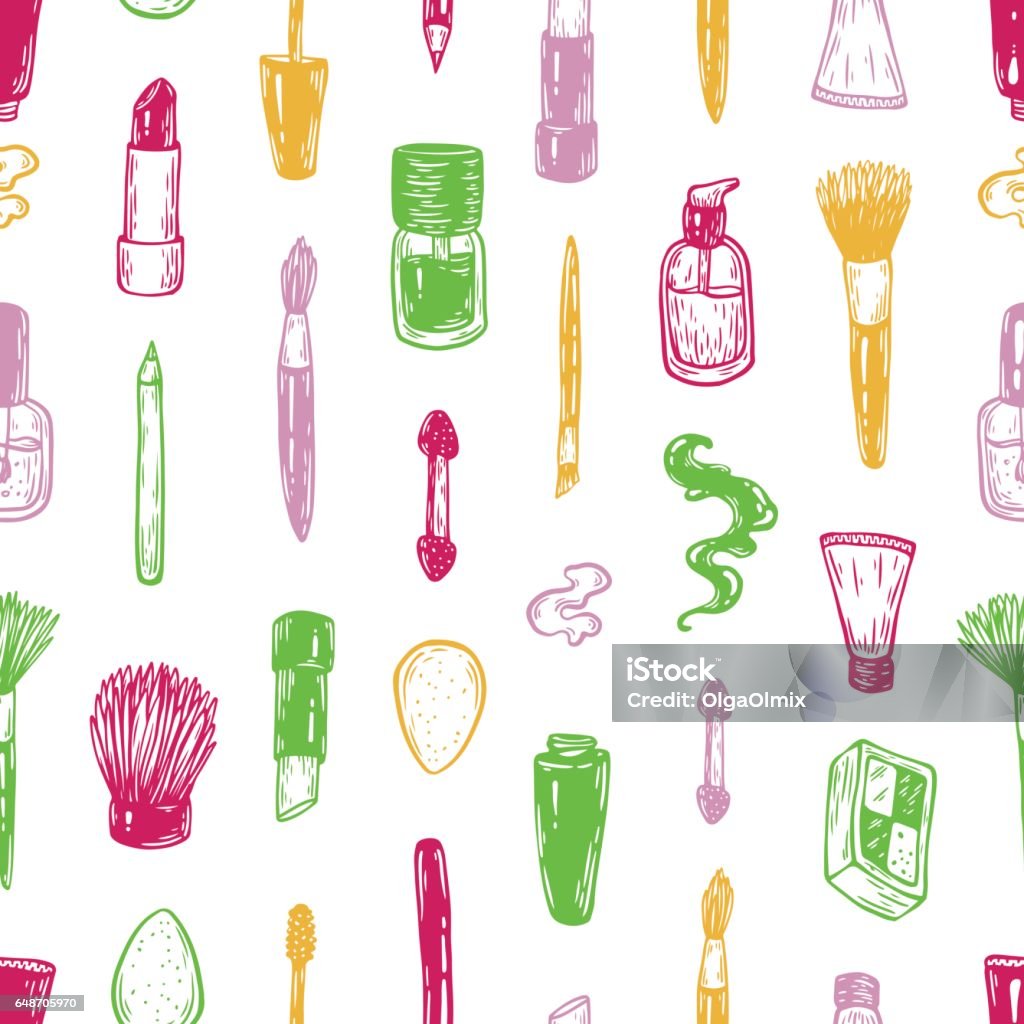 Makeup Pattern Vector Cosmetics And Makeup Pattern Stock Illustration - Download Image Now ...