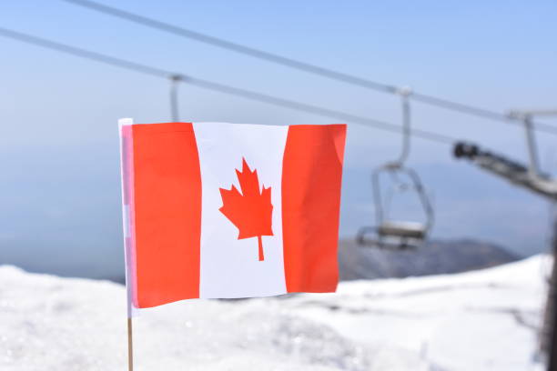 istock Canadian flag in the snow 648706696