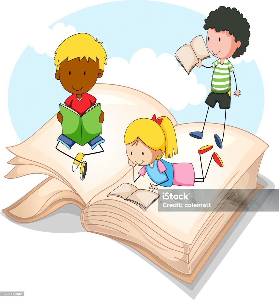 เด็กสามคนอ่านหนังสือนิทาน ภาพประกอบสต็อก - ดาวน์โหลดรูปภาพตอนนี้ - การศึกษา  - หัวข้อ, การอ่าน, กิจกรรม - Istock