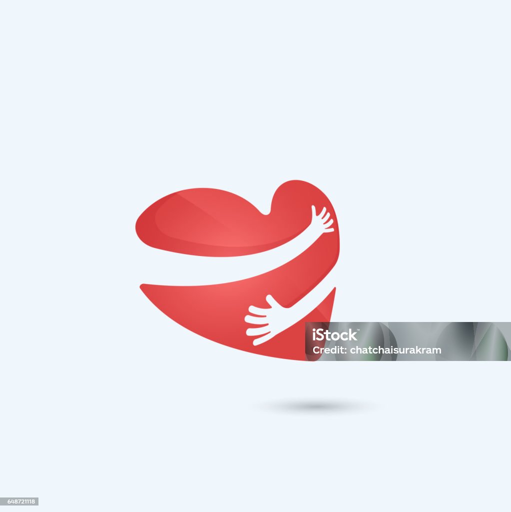 自分のロゴを抱きしめてましょう。あなた自身のロゴが大好きです。愛と心のケアのアイコン。ハートの形と医療・医療概念。 - ハート型のロイヤリティフリーベクトルアート