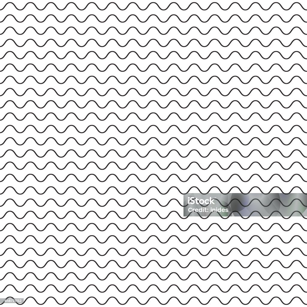 Schwarze feine Wellenlinie Muster schwarz / weiß - Lizenzfrei Wellenmuster Vektorgrafik