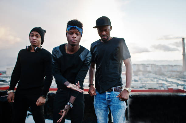 istock Three rap singers band on the roof 648721388