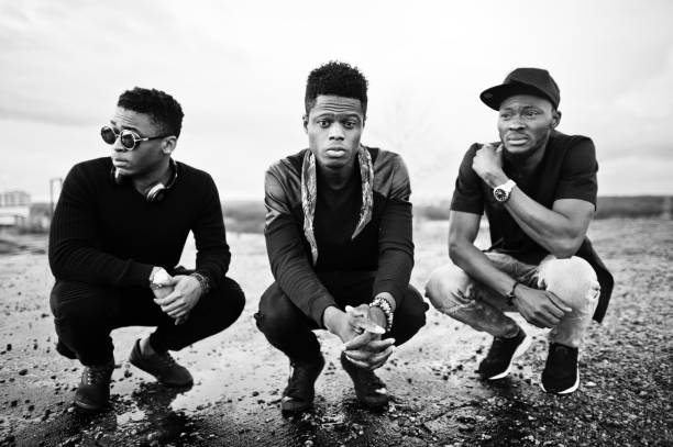 istock Three rap singers band on the roof 648721500