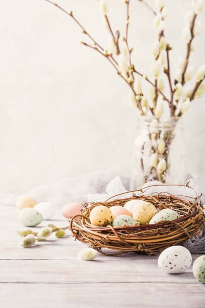 istock Easter composition of quail eggs in the nest 648726982