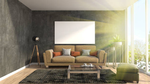 istock mock up poster frame in interior background. 3D Illustration 648737118