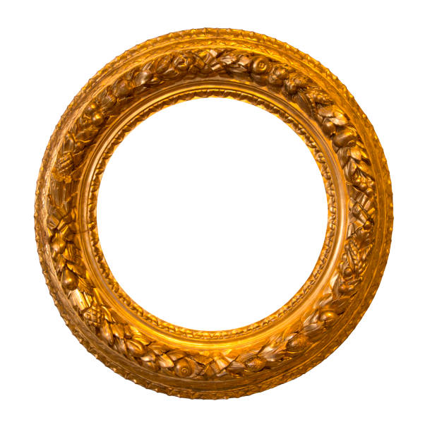 istock Antique round golden frame isolated on white background 648739758