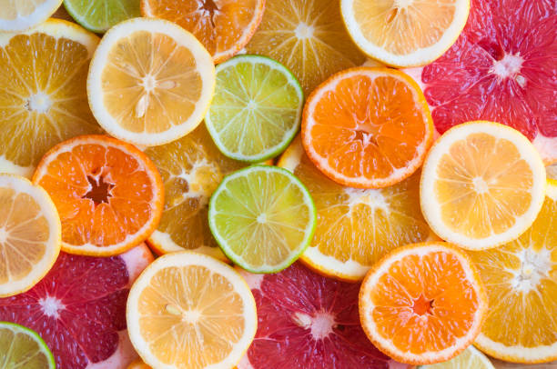 istock Sliced citrus fruits (grapefruit, oranges, lime, lemon) 648747136