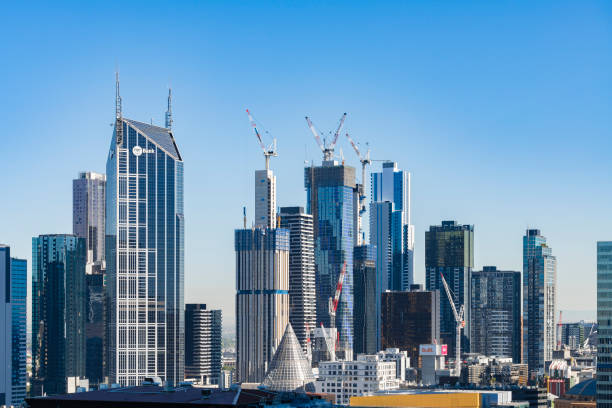 nuova costruzione di appartamenti a melbourne cbd - building exterior built structure melbourne city foto e immagini stock