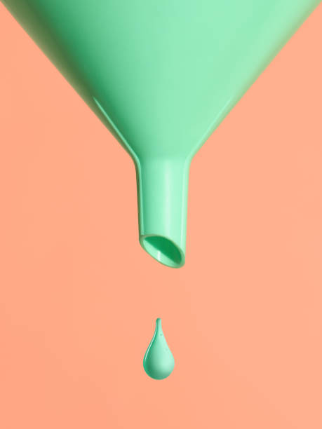 the green funnel isolated on pink background - tempera painting fotos imagens e fotografias de stock