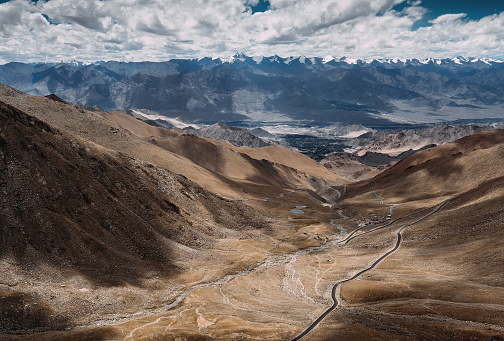 Top view on the mountain road to Leh Ladakh