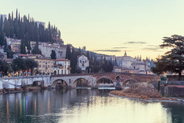 istock Old Verona town, view on river 648767342