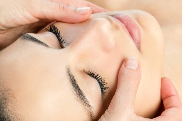 istock Macro close up facial massage. 648768964