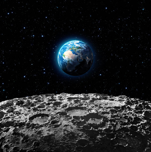 istock Views of Earth from the moon surface - Europe 648777434