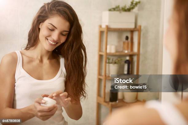 Creme In The Morning Stock Photo - Download Image Now - Skin Care, No Make-Up, Women