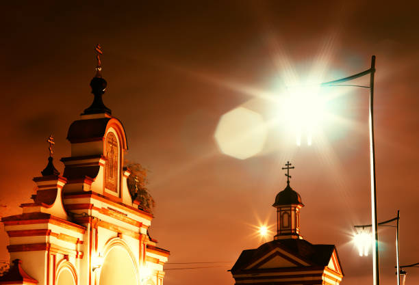 Altufievo church with light leak Moscow district background hd