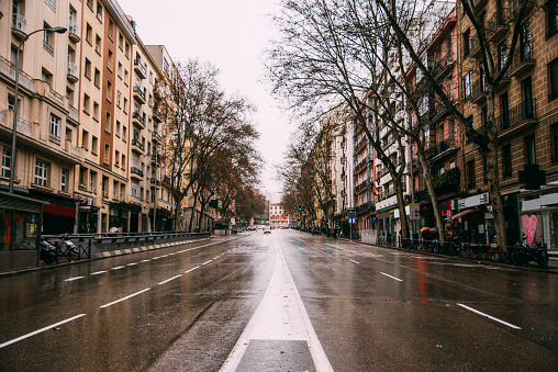 An empty avenue in Madrid, Spain