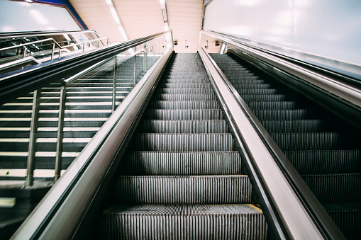 Escalators in a station