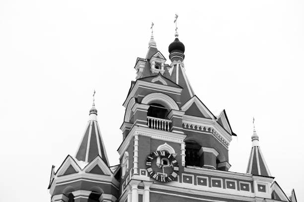 Horizontal orthodox church in Moscow backdrop hd