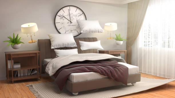 istock Zero Gravity furniture hovering in living room. 3D Illustration 648799738