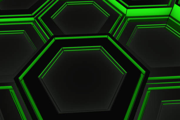 istock Wall of glowing hexagons 648803306
