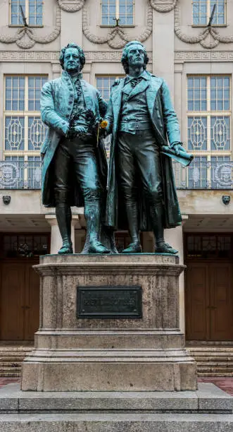 Statue of Goethe and Schiller in Weimar, Germany.