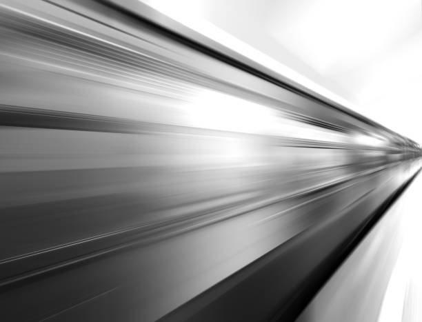 istock Diagonal black and white motion blur metro train background 648811696