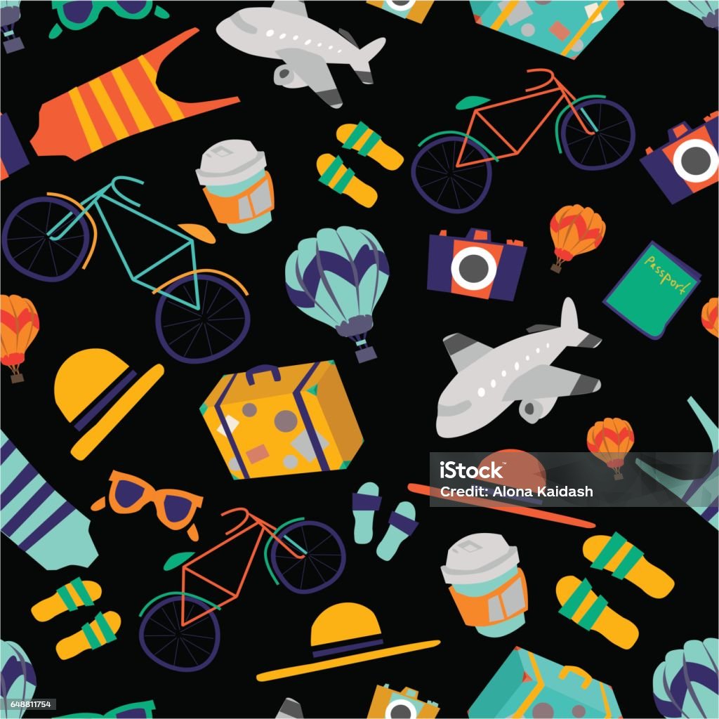 Travel Pattern Example Travel Pattern Stock Illustration - Download Image Now - Art, Arts ...