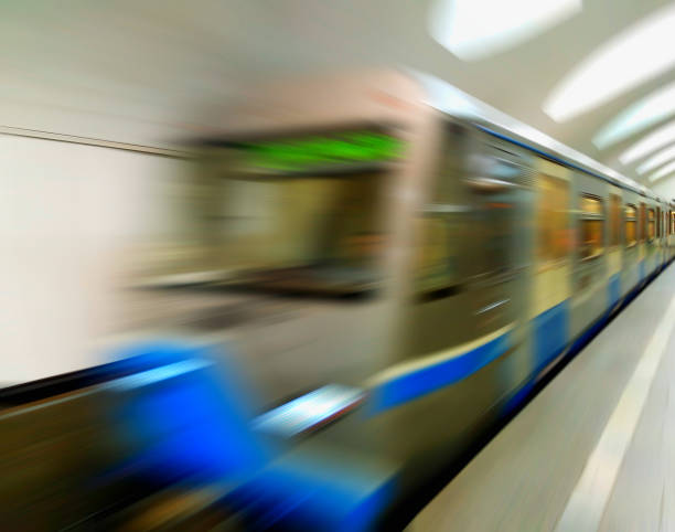 Diagonal blue motion blur metro train background Diagonal blue motion blur metro train background hd long shutter speed stock pictures, royalty-free photos & images