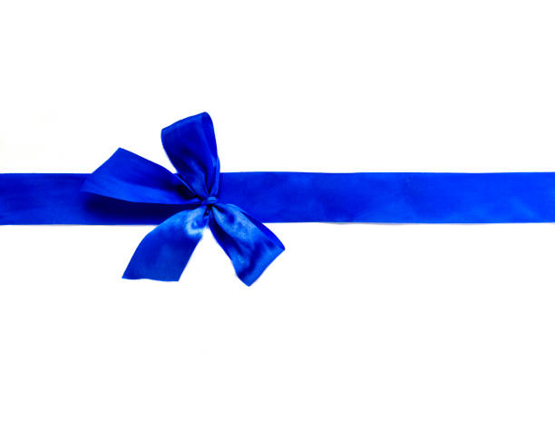 istock Blue ribbon with cute bow isolated on white background , can use for decoration 648818012