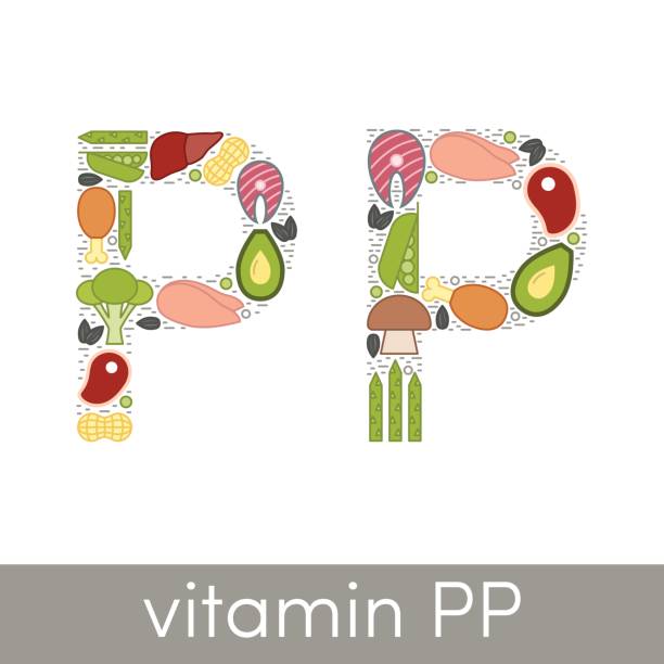 ilustraciones, imágenes clip art, dibujos animados e iconos de stock de vector de vitamina b12 - vitamina b 3