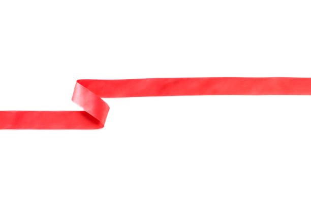 istock Red shiny satin ribbon on white background 648821628