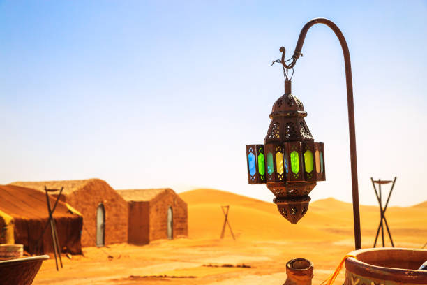 istock coloreful berber lamp with traditional nomad tents on background 648821676