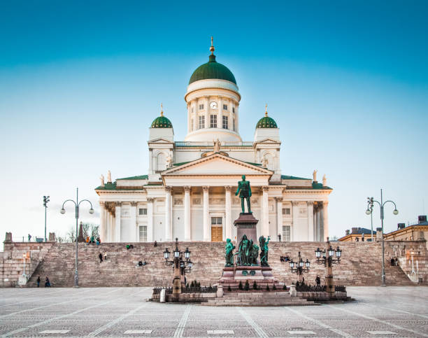 Famous Helsinki Cathedral in evening light, Helsinki, Finland
