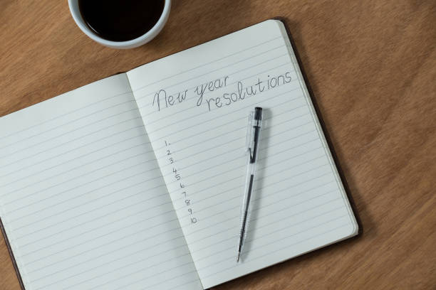 istock New year resolutions written on diary with coffee mug 648822554