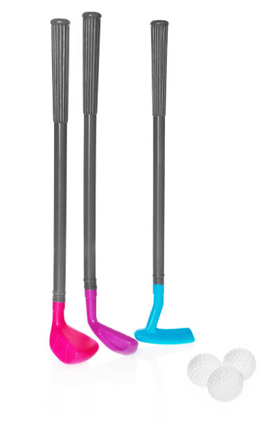 istock Mini golf set, toy for children, plastic golf stick and balls. 648826562