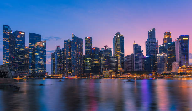 istock Singapore financial district at dusk 648833152