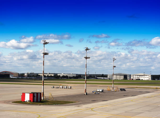 istock Transportation airfield landscape background 648843958