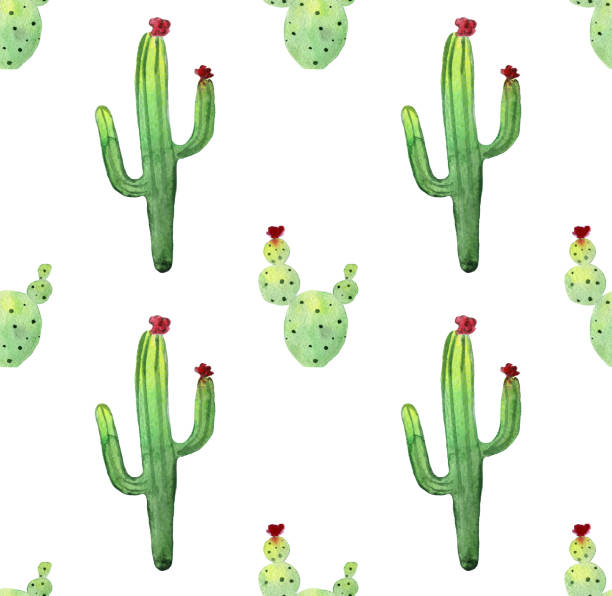 istock Watercolor cactus seamless pattern. Colorful vibrant cactus succulents 648848370