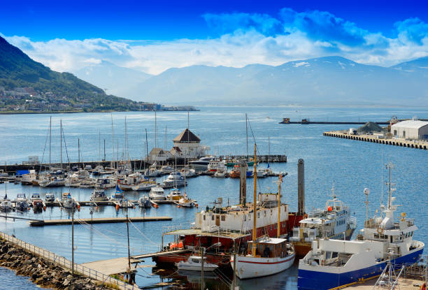 istock Northern Tromso city port background 648849158